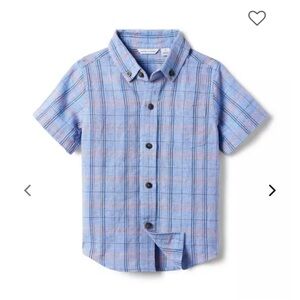 SET Janie and Jack Blue Plaid cotton linen